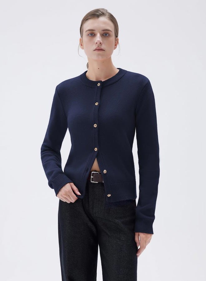 SUUKSESS Women Chunky Cashmere Blend Cardigan Sweaters Trendy Fall Fashion Button Up Long Sleeve Knit Outfits, Navy, XS - Image 5