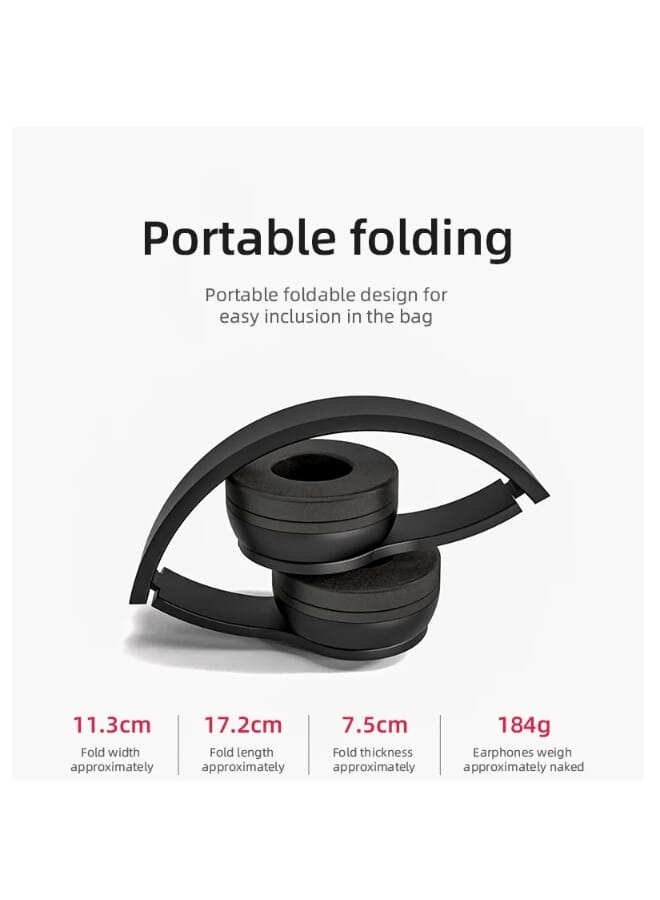 P47 Wireless Bluetooth Headset HD Earphones With FM TF Card Slot Black - Image 2