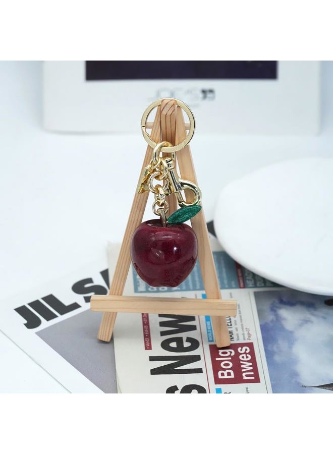 SKYFUN Cherry Keychain for Women Strawberry Apple Bag Charm Key Chain Accessories Gifts for Birthday Christmas Valentine Day, Gold Key Ring-red Apple With Green Leaf, 4.65 - Image 5