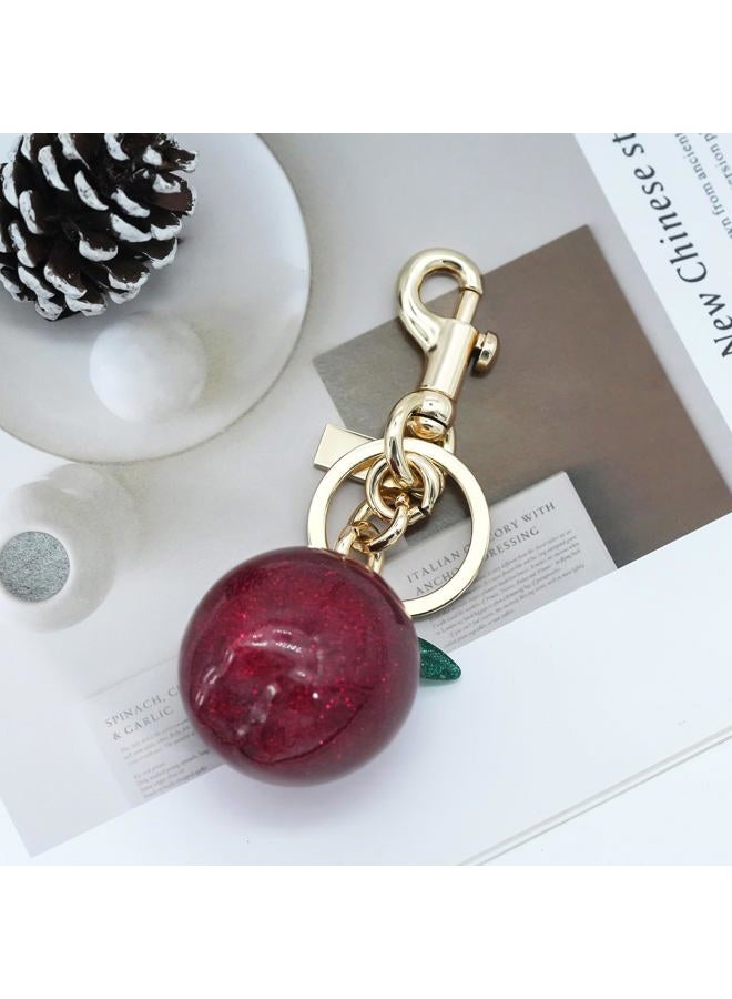 SKYFUN Cherry Keychain for Women Strawberry Apple Bag Charm Key Chain Accessories Gifts for Birthday Christmas Valentine Day, Gold Key Ring-red Apple With Green Leaf, 4.65 - Image 4