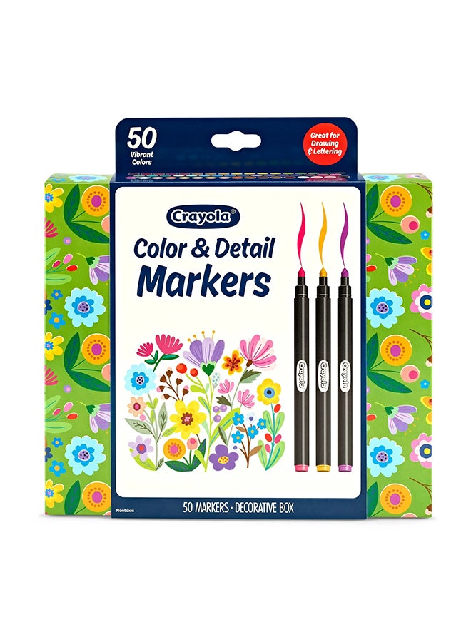 Crayola Color & Detail Marker Set – 50 Dual-Tip Art Markers for Adults & Teens, Graphic and Fine Tips, Ideal for Drawing, Hand Lettering & Coloring - Image 2