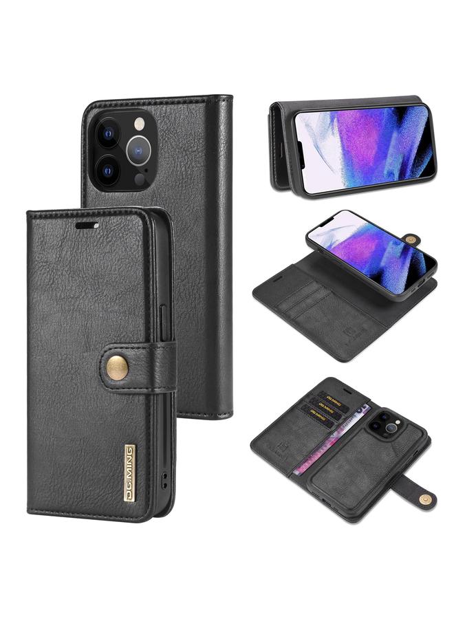 The Bros Case For iPhone 13 Pro Max Crazy Horse Texture Flip Detachable Magnetic Leather Case with Holder & Card Slots & Wallet