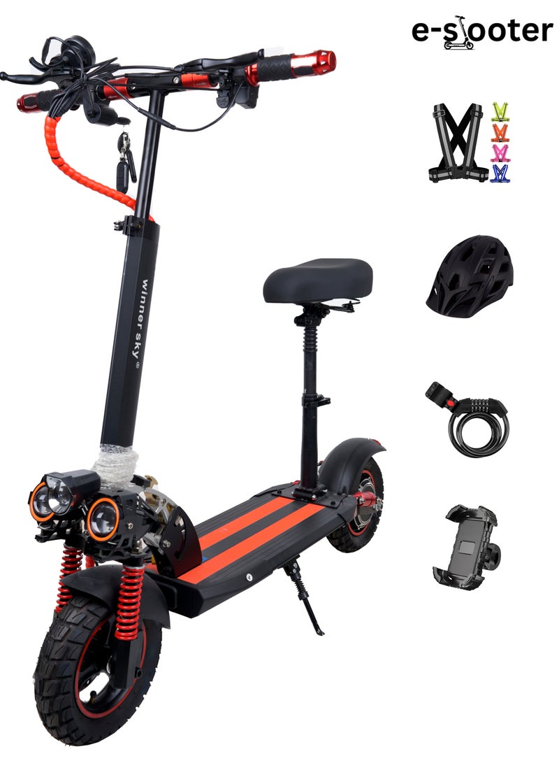 وينر سكاي E10 برو سكوتر كهربائي بمحرك 1500 واط | مدى 25 إلى 30 كم | قابل للطي بالكامل | إطارات للطرق الوعرة | إطارات 10 × 2.5 | فرامل مزدوجة | عداد رقمي | بلوتوث | ملحقات مجانية - Image 1