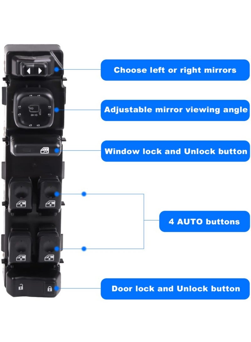 TLAXCA 15883319 Driver Side Power Master Window Switch Compatible with 2003-2006 Chevy Silverado Avalanche Suburban Tahoe, GMC Sierra Yukon, Escalade, Hummer H2, Folding Mirror Control 920-022 DWS-394 - Image 4