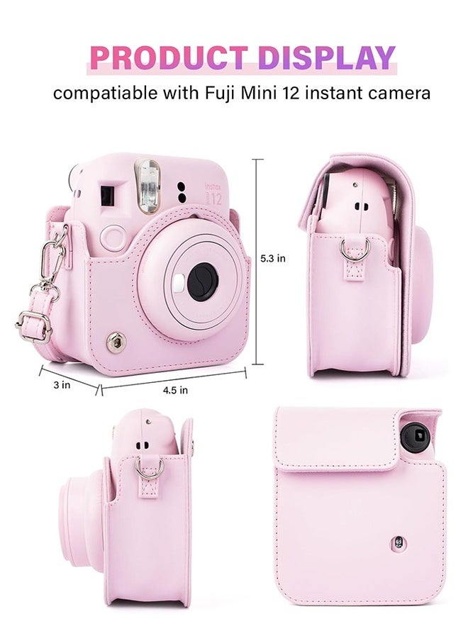 Sweet Life Protective Case for Fujifilm Instax Mini 12 Instant Camera Leather Bag - With Light sensitive Holes Adjustable Shoulder Strap, Lower Right Lens Fit, Better Protection (Pink Bow Tie)  - Image 2