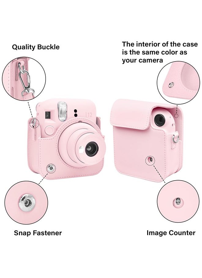 Sweet Life Protective Case for Fujifilm Instax Mini 12 Instant Camera Leather Bag - With Light sensitive Holes Adjustable Shoulder Strap, Lower Right Lens Fit, Better Protection (Pink Bow Tie)  - Image 4