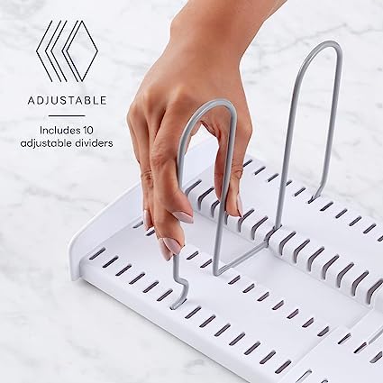 Kitwe Pots and Pans OrganizerLid Dishes Bakeware Storage Rack Expandable Black Rack Holder with Adjustable Compartment for Kitchen - Image 4