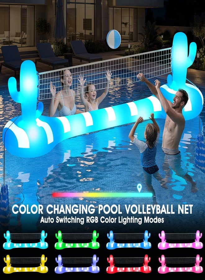 FunBy 2026 Pool Volleyball Net With Lights,Inflatable Volleyball Net For Pool,Floating Swimming Game Toy for Kids&Adults,Solar pool Volleyball Set,Volleyball Net For Inground Pools,Water Sport Pool Party-L - Image 2