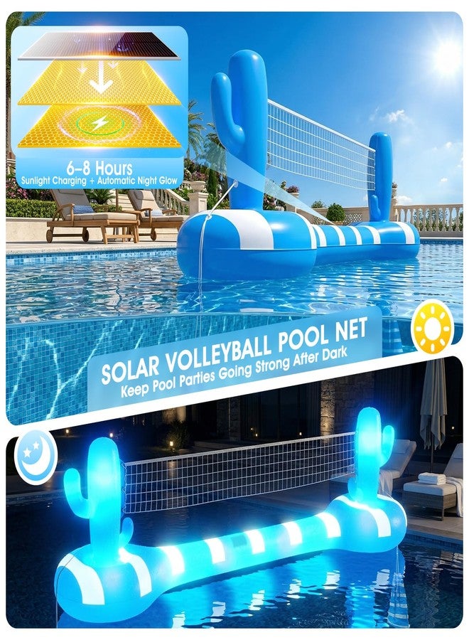 FunBy 2026 Pool Volleyball Net With Lights,Inflatable Volleyball Net For Pool,Floating Swimming Game Toy for Kids&Adults,Solar pool Volleyball Set,Volleyball Net For Inground Pools,Water Sport Pool Party-L - Image 3