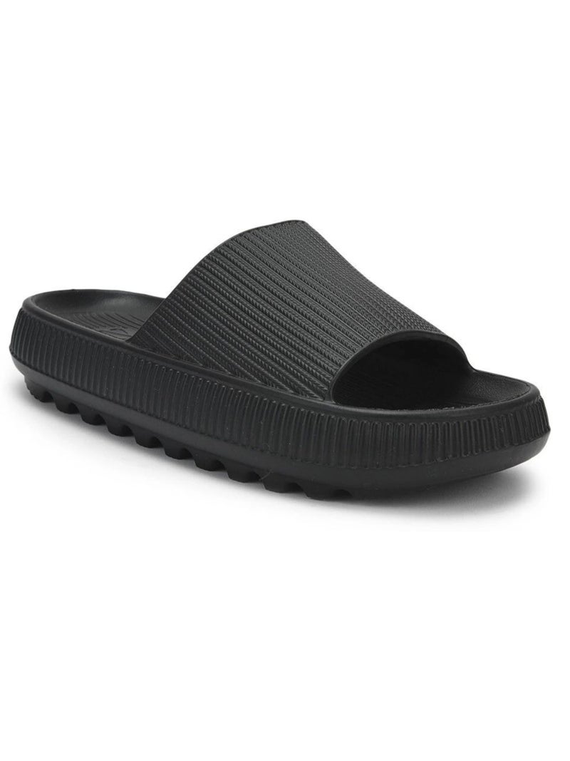 Aqualite NEO-354 Women's Slides Slippers | Slip-On Comfort Flat Base Flipflop Anti-Skid, Lightweight & Easy to Wear | Casual Home & Outdoor Sandals for Women Black - Image 3
