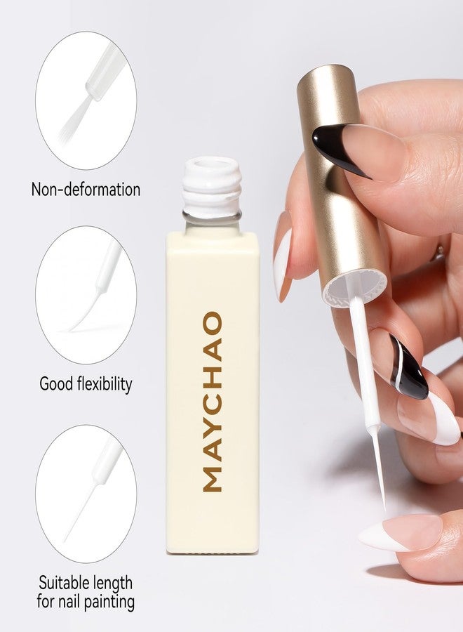 MAYCHAO White Swirl Gel Liner Nail Art Polish, 8ml Classic Pure White Gel Color Built-in Thin Brush, UV Light Cure for French Nail Tips DIY Manicure at Home Salon - Image 5