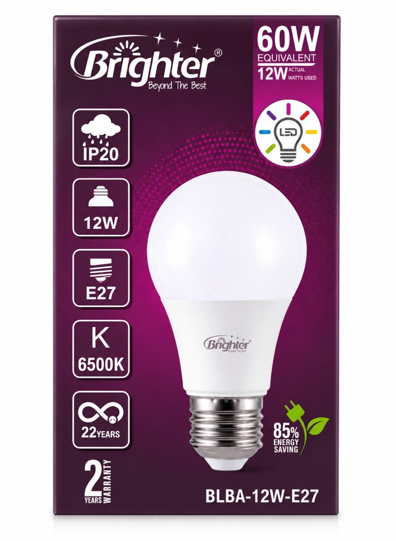 LED Light Bulbs 12W (60W Equivalent) E27 Screw Base, 6500K Cool Daylight White, IP20 Energy Saving LED Lamp, High Brightness, Long Life, 2-Year Warranty, Pack of 5 - Image 3