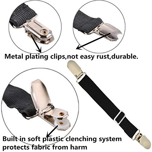 BBDOU Bed Sheet Clips Straps Holder, Mattress Clips - Adjustable Elastic Bed Sheet Grippers Suspender Fasteners (Black Set of 4) - Image 2
