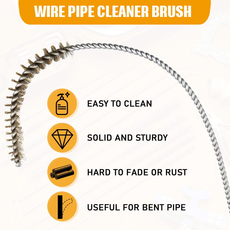 Perthlin Wire Tube Brushes for Cleaning Pipe Tube Brass Stainless Steel Round Wire Brush for Auto Parts, Bottles, Tubes, 5 Sizes(10 Pieces) - Image 4