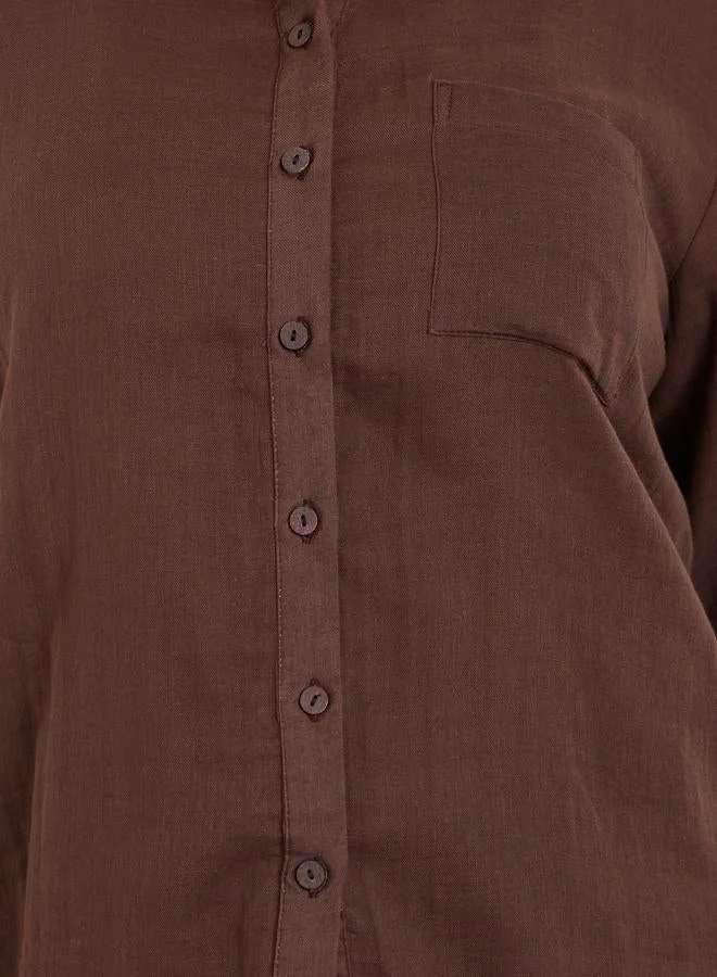 Styli  Women Cotton Oversized Shirt with Roll-Up Sleeves for Women | Best Price UAE