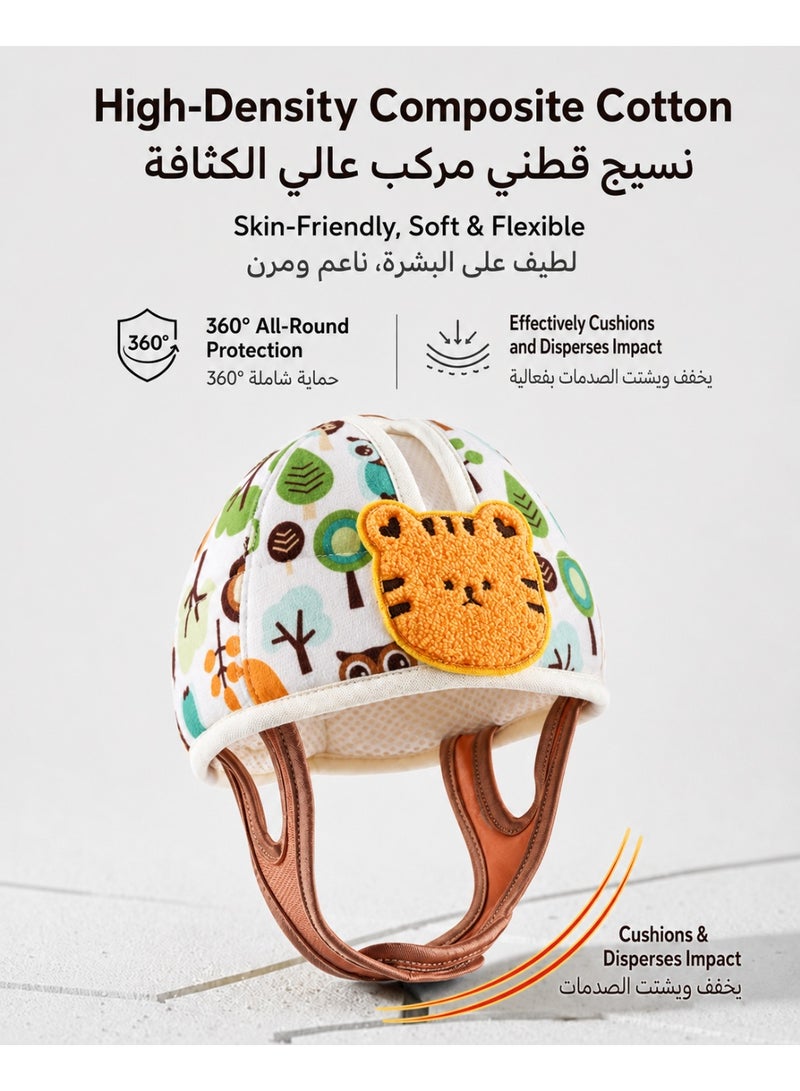 نوريلو واقي رأس الطفل خوذة أمان للحبو والمشي، قبعة حماية ناعمة قابلة للتعديل وجيدة التهوية، للأطفال الرضع والصغار، تصميم نمر، 6-24 شهرًا - Image 4