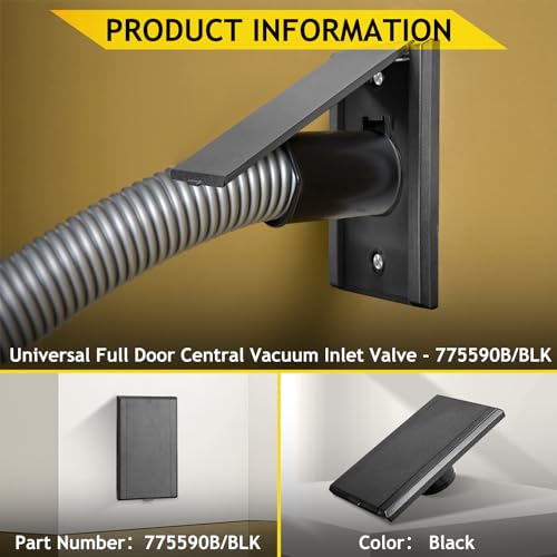 HASMX 775590BLK Central Vacuum Inlet Valve for Low Voltage Hoses, Part Number 775590BLK, 775590B Full Door Central Vacuum Wall Plate Inlet Low Voltage Inlet Black (2-Pack) - Image 2