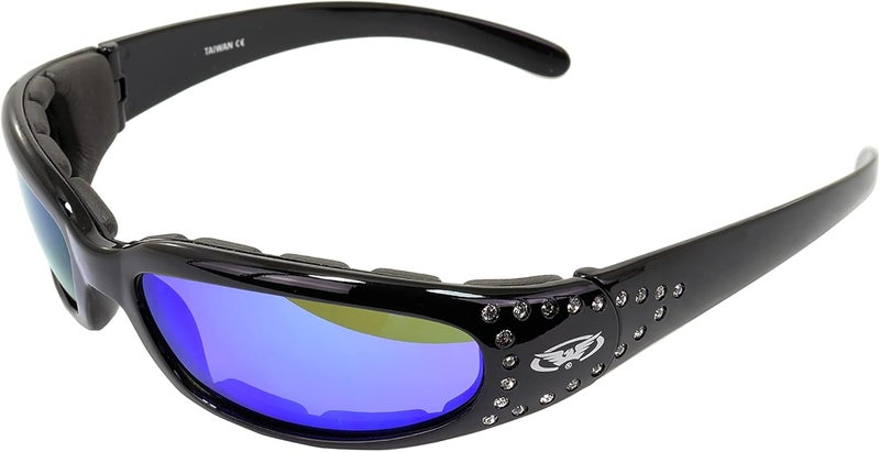 Global Vision Eyewear Marilyn 3 Womens Motorcycle Sunglasses with EVA Foam Padding Bling - Image 1