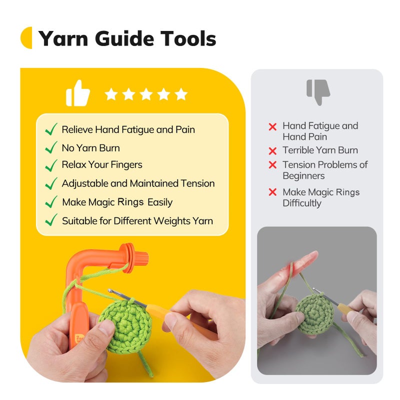 Crochetobe Crochet Holder for Beginners, 3 in 1 Magic Rings Tool to Learn How to Crochet and Make Magic Rings, Yarn Tension Regulator and Yarn Guide, Great Helper for Crocheters&Knitters (Orange) - Image 3