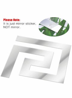 Excefore 30 Pieces DIY Mirror Stickers Removable Adhensive Wall Stickers Decals, Geometric Greek Key Pattern Wall Sticker for Home Art Room Bedroom Background Decoration (Silver)  - Image 4