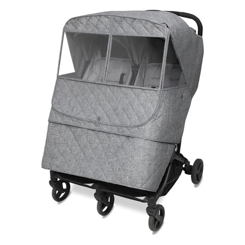 Manito Melange Padded Weather Shield for TwinDouble Strollers Insulated WaterRepellent Thermal Protection for Rain Snow Wind Cold Fall Winter Black Grey - Image 1