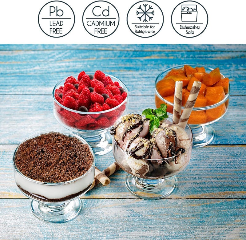 bellemax 300ML Ice Cream Glasses Cups Dishes for Desserts, Milkshake,Fruit and Pudding Glass Serving Bowls, Perfect for Home, Restaurants and Parties Dishwasher Safe (Set of 6) (BX-10) - Image 5