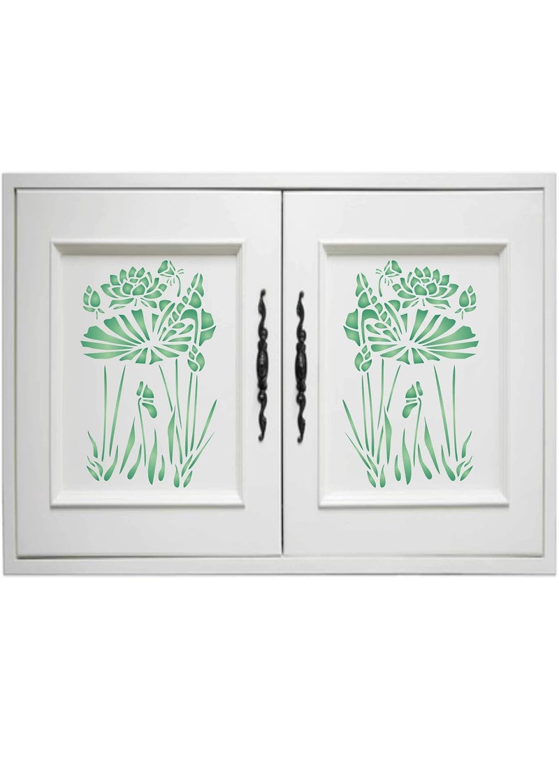 Usnyabni Water Plants Stencil, 3 x 5 inch (S) - Asian Oriental Chinese Japanese Waterlily Leaves Stencils by CRAFT KREATIVELY  - Image 3