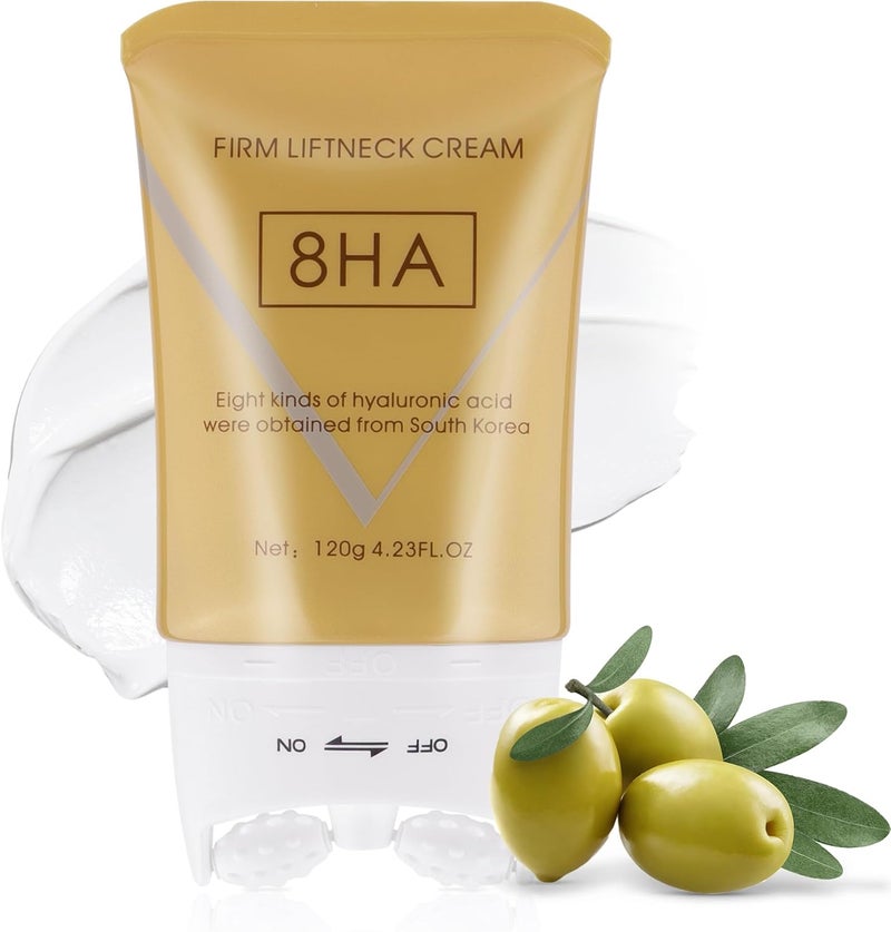 VRAIKO MOOLINSE Gua Sha Neck Cream 8HA Firming Cream Moisturizer for Neck Jawline Lifting with 8 Types of Hyaluronic Acids Boosting Firmness Elasticity Deep Hydration 423 oz