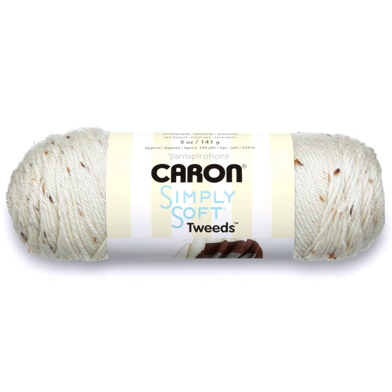 Caron Simply Soft Tweeds Yarn, 5 oz, Gauge 4 Medium, Off White - Image 1