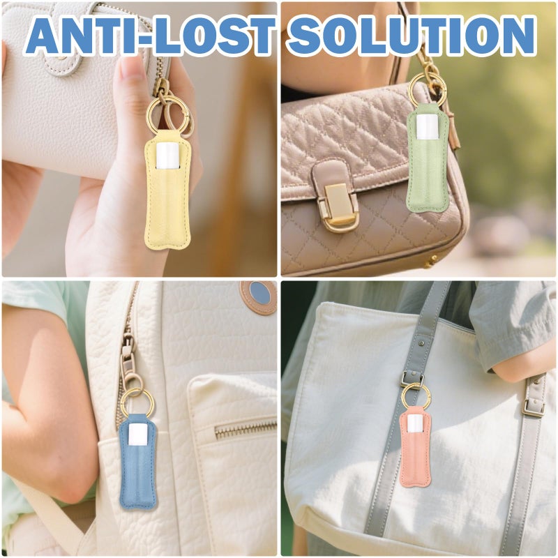 LUCKINEE 3PCS Lip Balm Holder For ChapStick Key Chain Lipstick Holder Key Chain, PU Leather Lip Balm Holder Pouch Keychain Lip Gloss Keychain With O Spring Key Chains Women Cute - Image 5