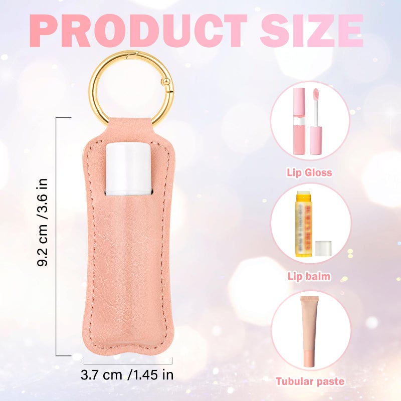 LUCKINEE 3PCS Lip Balm Holder For ChapStick Key Chain Lipstick Holder Key Chain, PU Leather Lip Balm Holder Pouch Keychain Lip Gloss Keychain With O Spring Key Chains Women Cute - Image 2