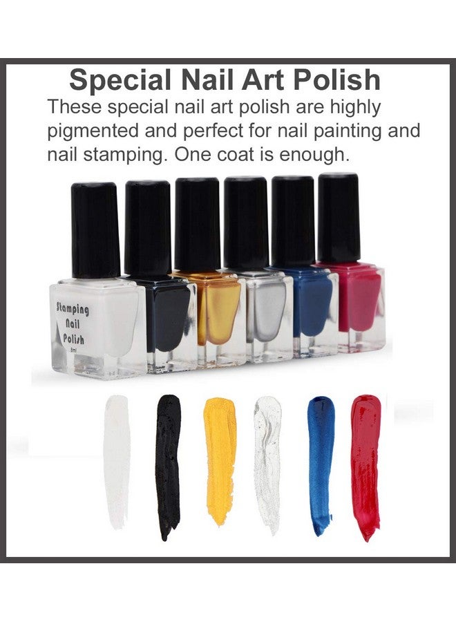 STORE 2508 Store2508 Nail Art Kit with Nail Art Brush, Nail Dotting Tools, Special Nail Art Stamping polishes, 3D nail glitter bottles, Nail Practise Wheel Swatches & More, Multicolour - Image 3