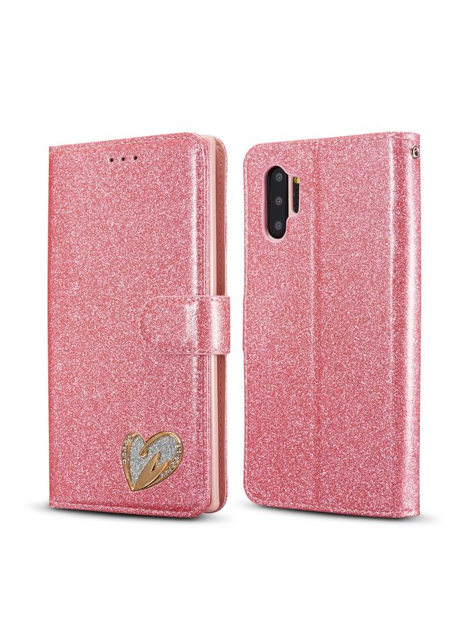 S-TOP Case For Samsung Galaxy Note10+ Glitter Powder Love Leather Phone Case - Image 1
