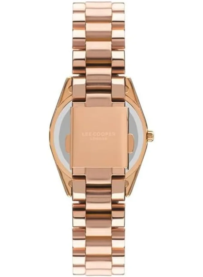 لي كوبر Lee Cooper Women's Quartz Movement Watch, Analog Display and Metal Strap - LC07478.430, Rose Gold