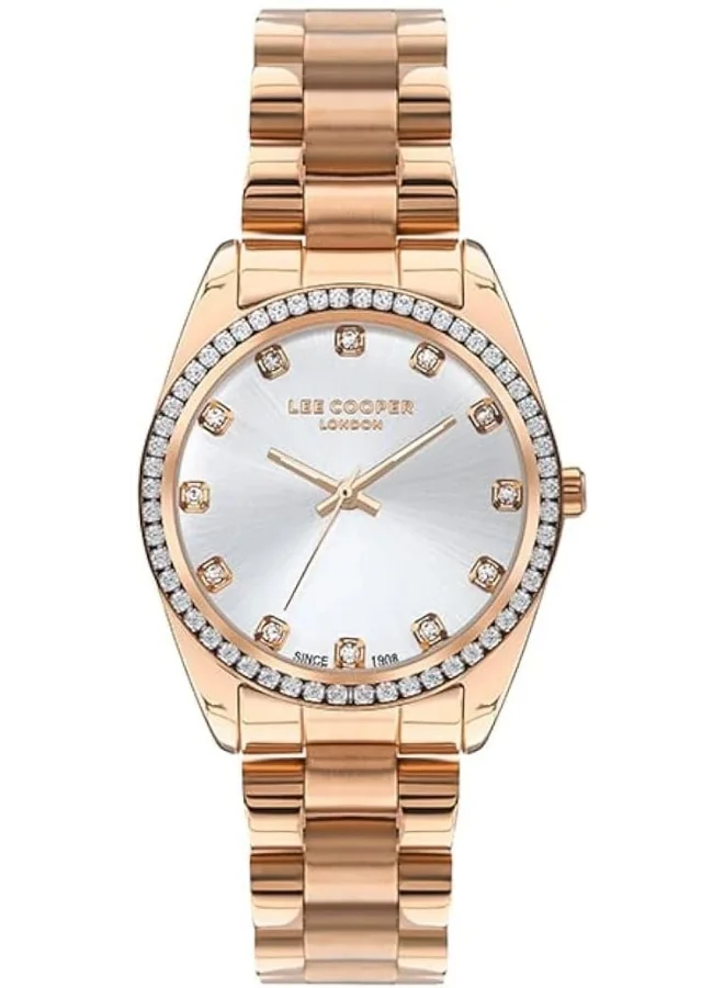 لي كوبر Lee Cooper Women's Quartz Movement Watch, Analog Display and Metal Strap - LC07478.430, Rose Gold