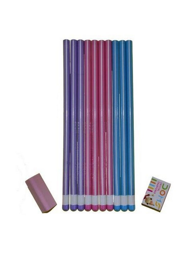 DOMS Zoom Ultimate Dark Triangle Pencils (10Pcs) With Free Eraser, Sharpener And 15Cms Ruler - Image 2