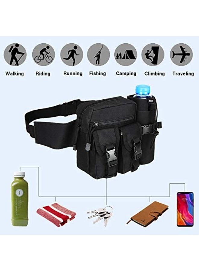 Generic SYIDINZN Tactical Waist Pack Bag Pouch Fanny Pack With Water Bottle Holder, Outdoor Waterproof Waist Shoulder Bag for Cycling Camping Climbing Hiking Trekking Running Hunting Fishing Travel  - Image 3