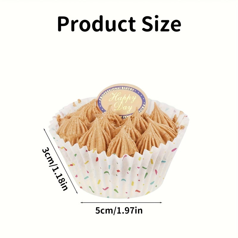 300pcs White Cupcake Liners with Colorful Accents for Home Kitchens Restaurants Baking - Image 3