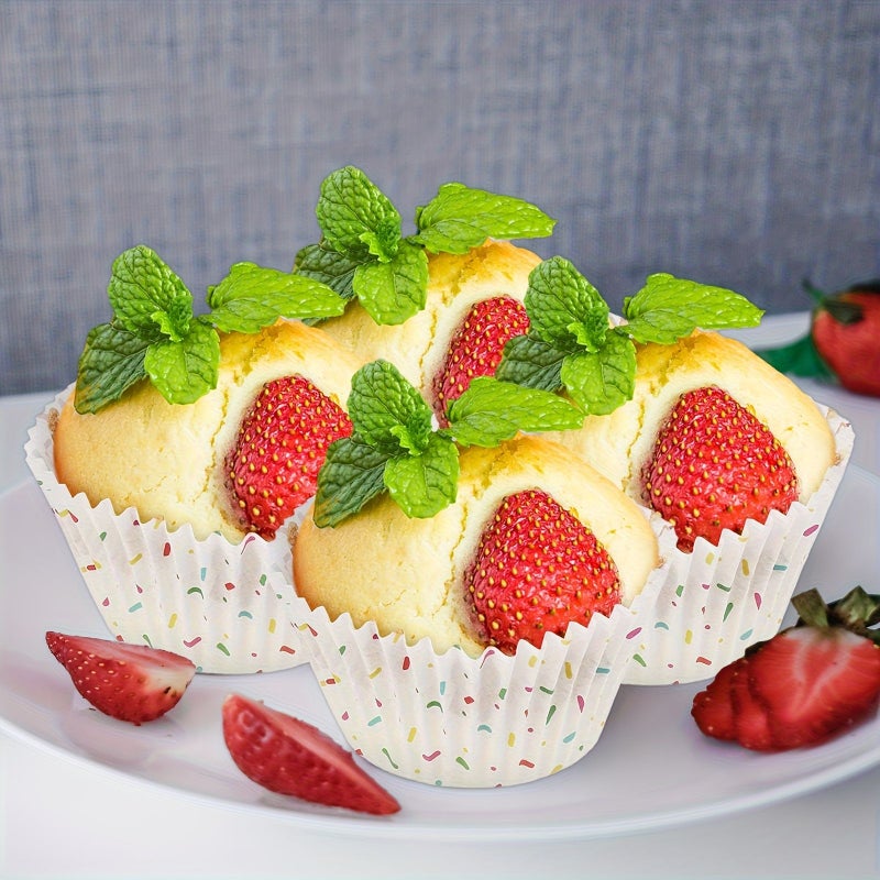 300pcs White Cupcake Liners with Colorful Accents for Home Kitchens Restaurants Baking - Image 5