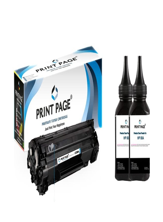Print Page 88A Easy Refill Toner Cartridge + 2 Bottle 80gm Toner Powder Compatible for LJ Printer P1007, P1106, P1108, P1008, M1213nf MFP, M1136 MFP, M126nw MFP, M1218nfs, M128fw - Image 1