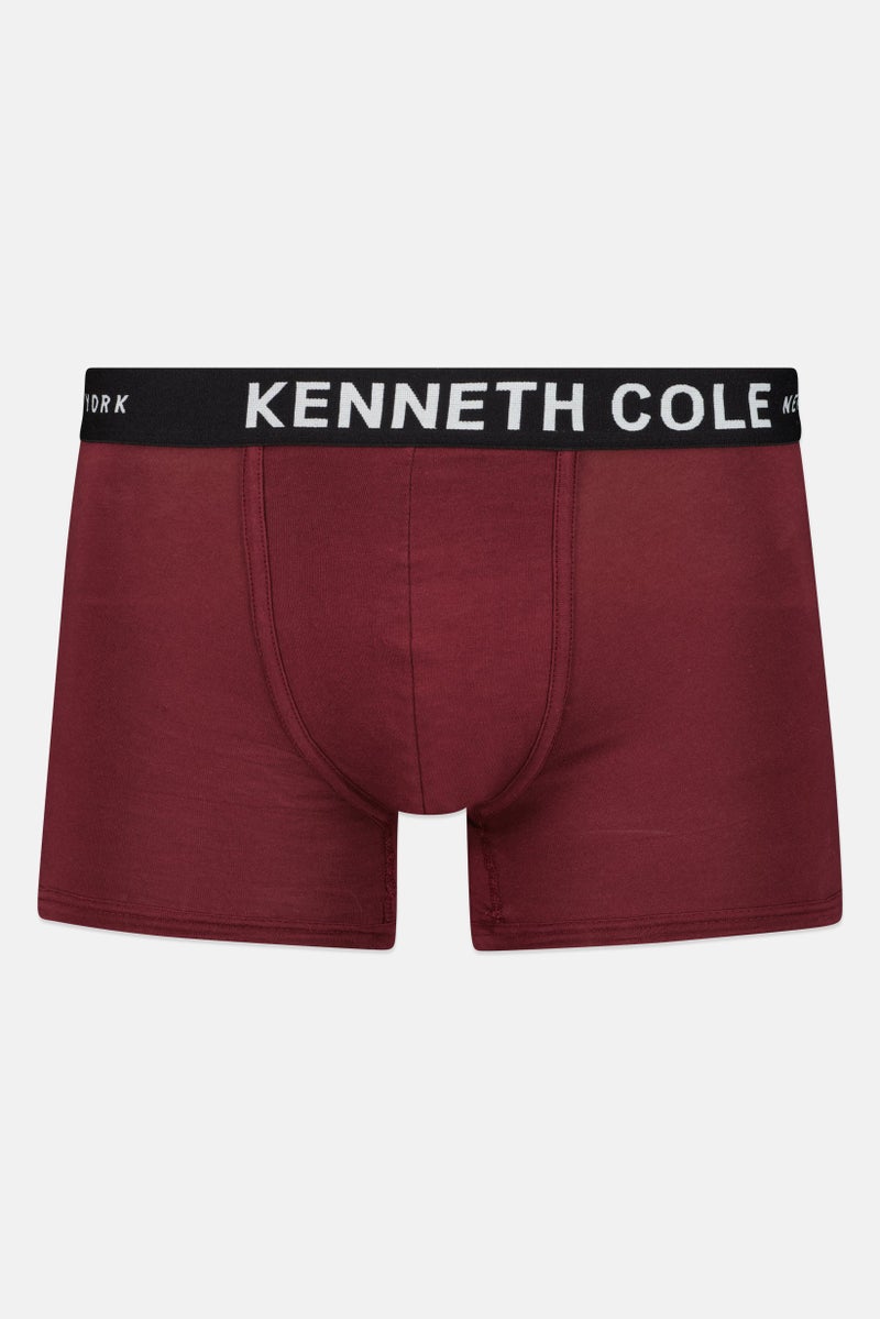 Kenneth Cole Men 2 Pack Brand Logo Trunks, Maroon - Image 3
