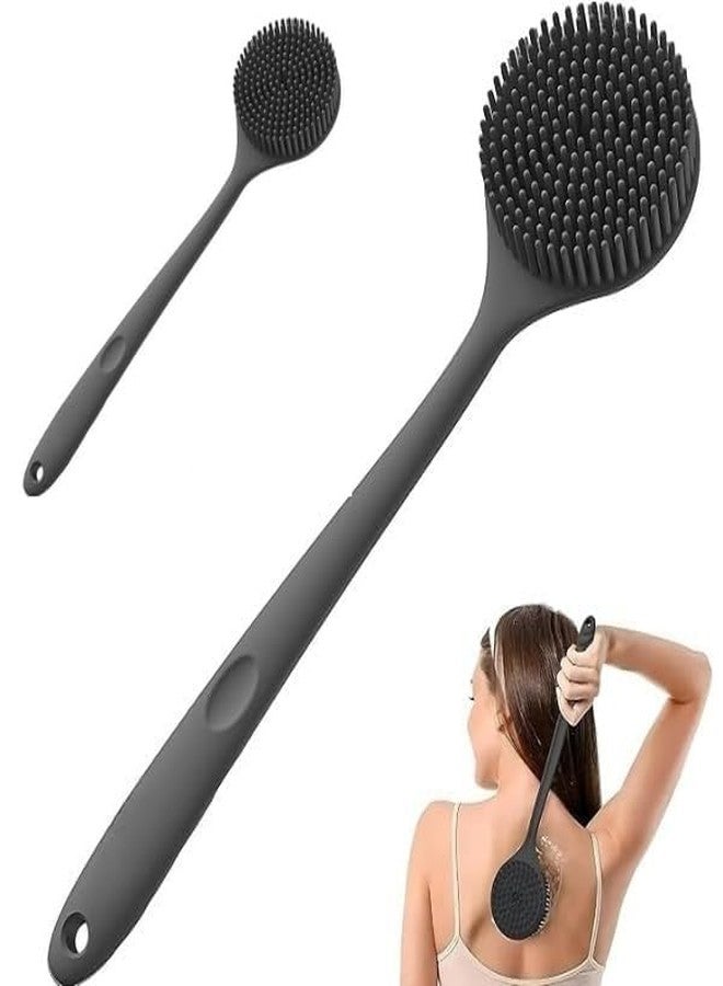 Copelle (Pack of 2) Premium Soft Silicone Back Scrubber Shower Bath Body Brush with Long Handle Dirt_Removal Back Scrubber | BPA-Free | for Men and Women (Multi Color) (Pack of 2) - Image 1