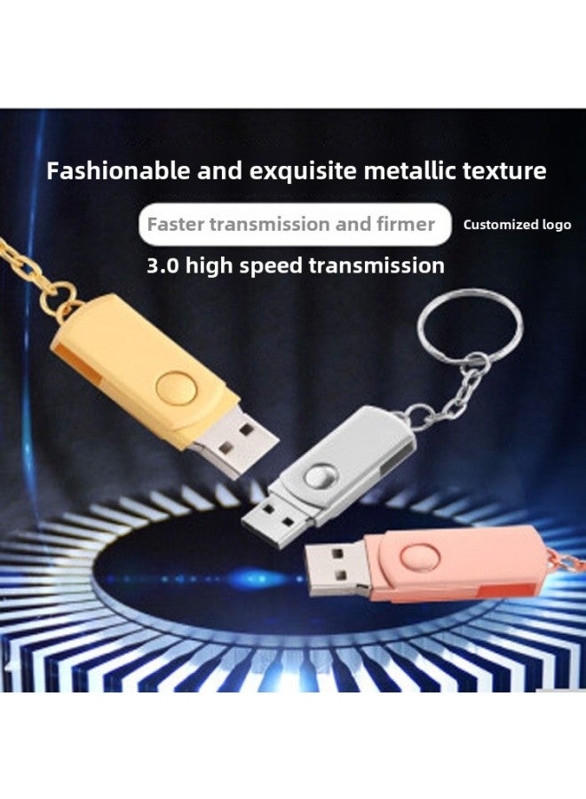 U Disk 3.0 High Speed 32G Metal Rotating Little Fat U Disk 16G Exhibition Gift Lettering 64g Car USB Disk-Color:Silver-Capacity:USB3.0 Premium Edition 32GB  - Image 3
