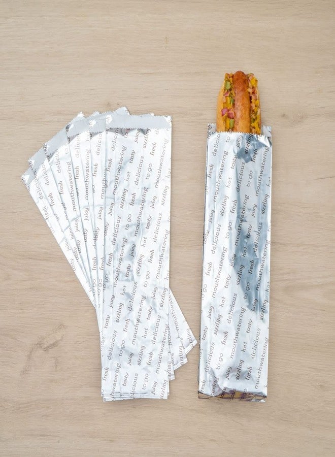 Restaurantware Bag Tek 3.7 x 1.2 x 12 Inch Hot Dog Bags 100 Large Hot Dog Wrappers - Greaseproof Freezer-Safe Printed Foil Hot Dog Cart Accessories Heat-Resistant Non-Vented - Image 4