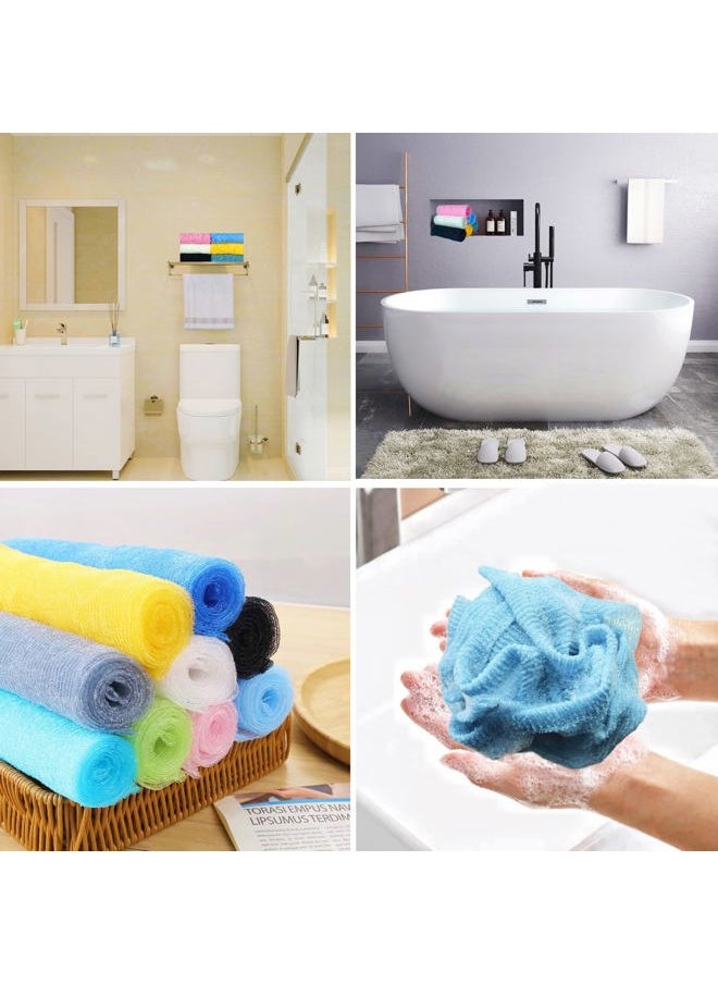 SPMKTBOZAI - Japanese Washcloth Exfoliating Towel Sponge Loofah for Body Scrubber in Shower - 6 Pieces (GY, BLK, WH, YLW, PNK, BLU) - Image 1