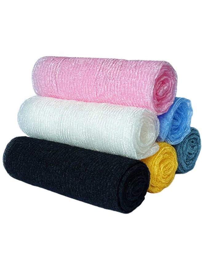 SPMKTBOZAI - Japanese Washcloth Exfoliating Towel Sponge Loofah for Body Scrubber in Shower - 6 Pieces (GY, BLK, WH, YLW, PNK, BLU) - Image 1