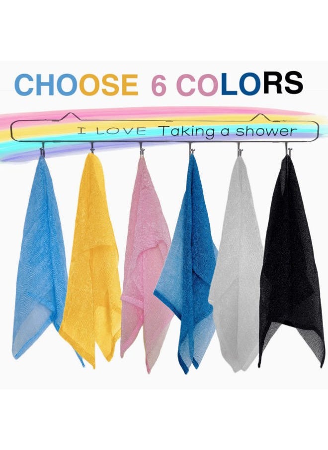 SPMKTBOZAI - Japanese Washcloth Exfoliating Towel Sponge Loofah for Body Scrubber in Shower - 6 Pieces (GY, BLK, WH, YLW, PNK, BLU) - Image 1