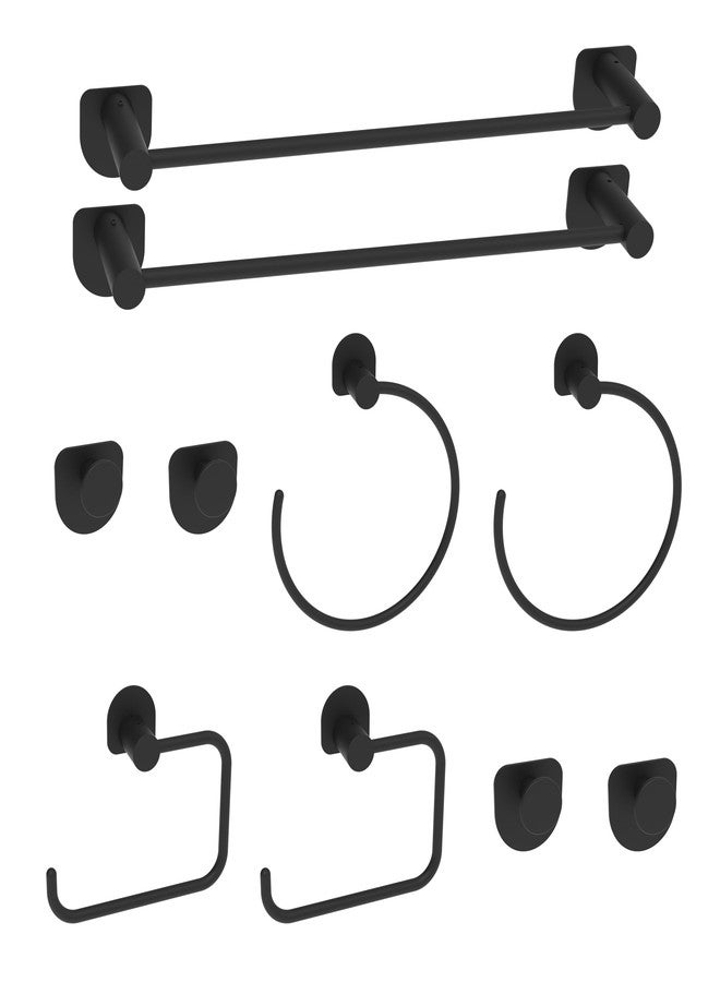 STORKING Bathroom Hardware Set 10 PCS, Black Matte Towel Bar Set Wall Mounted, Includes 2PCS Towel Bar,2PCS Towel Ring, 4PCS Towel Hook, 2PCS Toilet Paper Holder, Stainless Steel Bathroom Accessories Set - Image 1