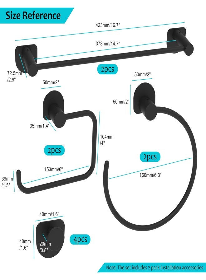 STORKING Bathroom Hardware Set 10 PCS, Black Matte Towel Bar Set Wall Mounted, Includes 2PCS Towel Bar,2PCS Towel Ring, 4PCS Towel Hook, 2PCS Toilet Paper Holder, Stainless Steel Bathroom Accessories Set - Image 2
