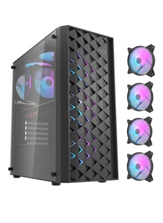 Darkflash DK351 ATX / M-ATX / ITX Gaming PC Case With Pre-installed 4 ARGB Fans Dragon Scale Design With USB 3.0, Tempered Glass Cabinet- Computer case/Gaming Cabinet (Black) - pzsku/ZA02BCF5DEEA7691CE643Z/45/_/1730701560/25dd9036-3039-4fa5-a620-57d1694e4297